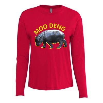 Moo Deng Baby Hippo Womens Cotton Relaxed Long Sleeve T-Shirt