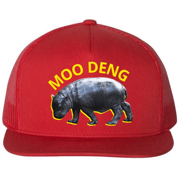 Moo Deng Baby Hippo Flat Bill Trucker Hat