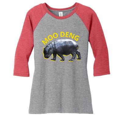 Moo Deng Baby Hippo Women's Tri-Blend 3/4-Sleeve Raglan Shirt