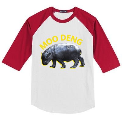 Moo Deng Baby Hippo Kids Colorblock Raglan Jersey