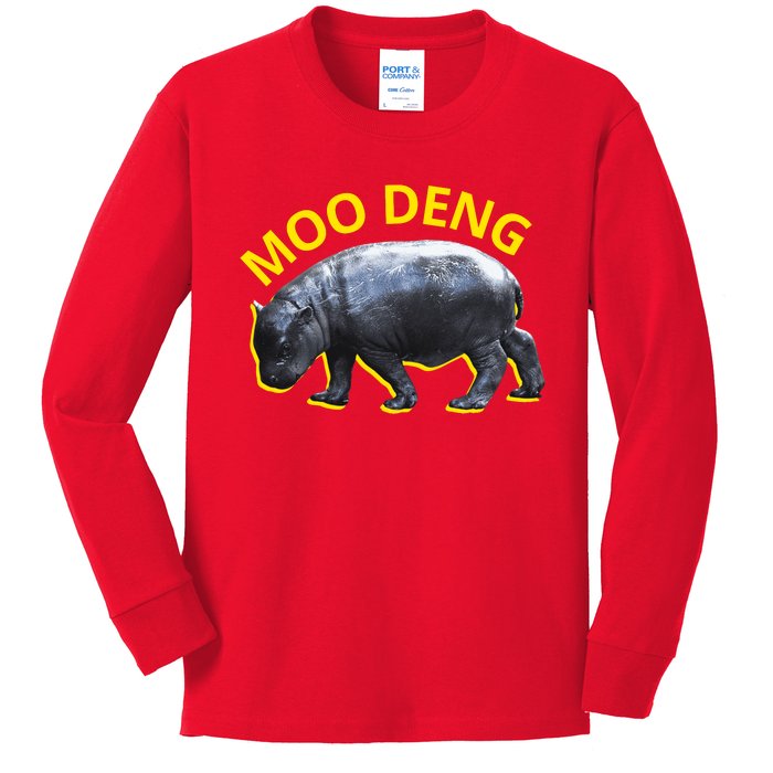 Moo Deng Baby Hippo Kids Long Sleeve Shirt