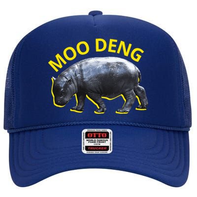 Moo Deng Baby Hippo High Crown Mesh Back Trucker Hat