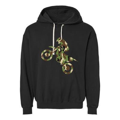 Motocross Dirt Bike Racing Camo Camouflage Garment-Dyed Fleece Hoodie