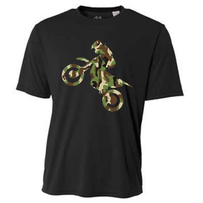 Motocross Dirt Bike Racing Camo Camouflage Cooling Performance Crew T-Shirt