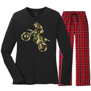 Motocross Dirt Bike Racing Camo Camouflage Women's Long Sleeve Flannel Pajama Set 