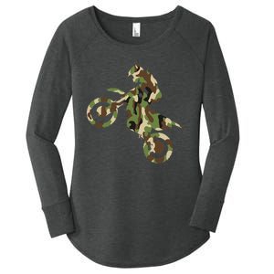 Motocross Dirt Bike Racing Camo Camouflage Women's Perfect Tri Tunic Long Sleeve Shirt