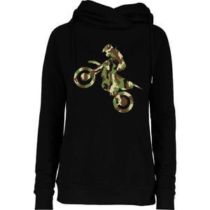 Motocross Dirt Bike Racing Camo Camouflage Womens Funnel Neck Pullover Hood