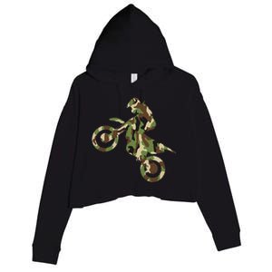 Motocross Dirt Bike Racing Camo Camouflage Crop Fleece Hoodie