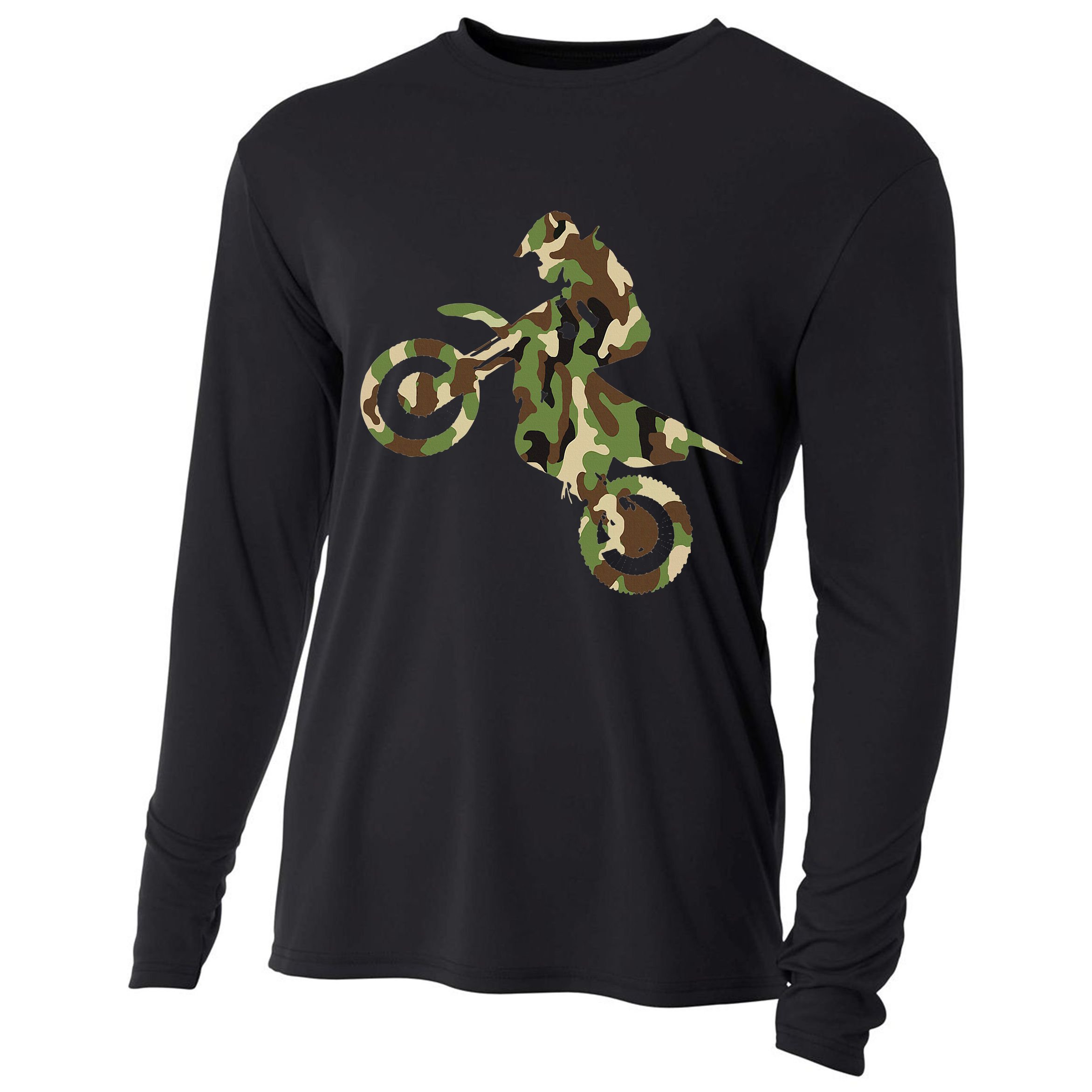 Motocross Dirt Bike Racing Camo Camouflage Cooling Performance Long Sleeve Crew