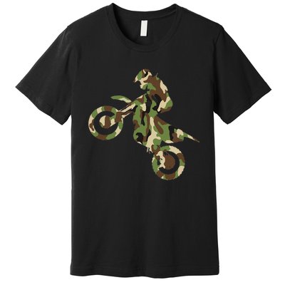 Motocross Dirt Bike Racing Camo Camouflage Premium T-Shirt