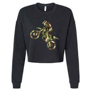 Motocross Dirt Bike Racing Camo Camouflage Cropped Pullover Crew