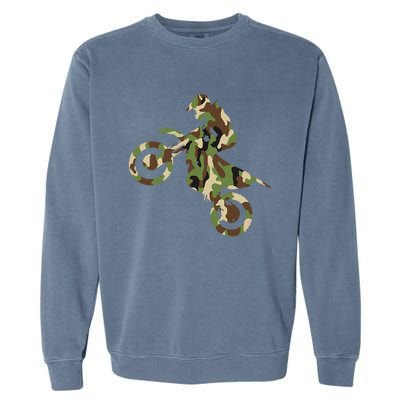 Motocross Dirt Bike Racing Camo Camouflage Garment-Dyed Sweatshirt