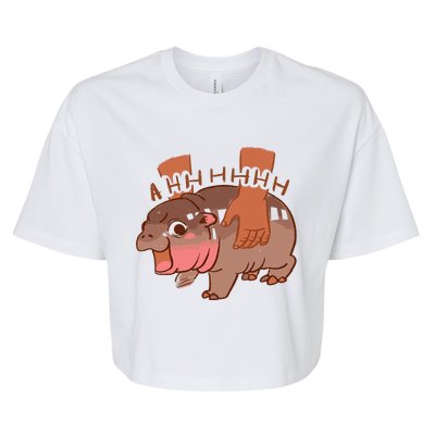 Moo Deng Bouncy Pig In Thai Picture The Cute Baby Hippo Bella+Canvas Jersey Crop Tee