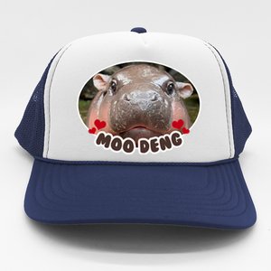 Moo Deng Bouncy Pig In Thai Picture The Cute Baby Hippo Trucker Hat