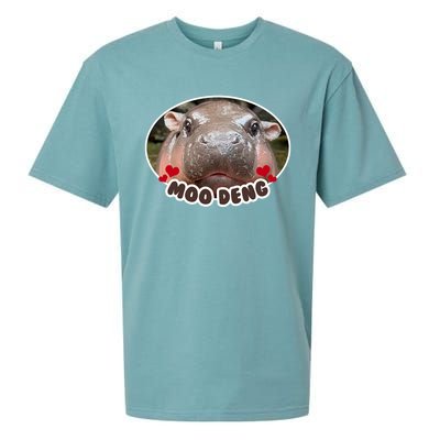 Moo Deng Bouncy Pig In Thai Picture The Cute Baby Hippo Sueded Cloud Jersey T-Shirt