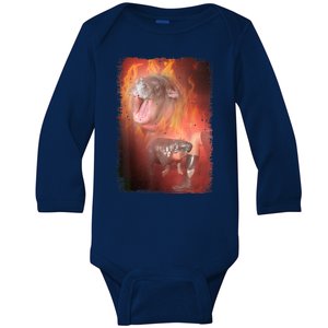 Moo Deng Bouncy Pig The Cute Baby Hippo Gift Baby Long Sleeve Bodysuit