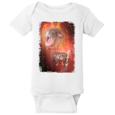 Moo Deng Bouncy Pig The Cute Baby Hippo Gift Baby Bodysuit