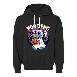 Moo Deng Baby Hippo Boo Deng Long For Halloween Garment-Dyed Fleece Hoodie