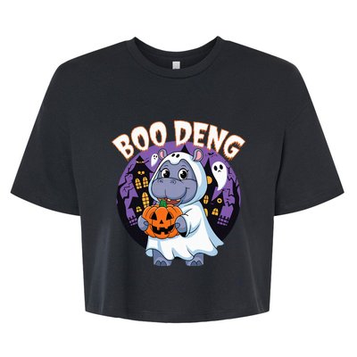 Moo Deng Baby Hippo Boo Deng Long For Halloween Bella+Canvas Jersey Crop Tee