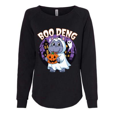 Moo Deng Baby Hippo Boo Deng Long For Halloween Womens California Wash Sweatshirt