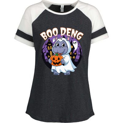 Moo Deng Baby Hippo Boo Deng Long For Halloween Enza Ladies Jersey Colorblock Tee