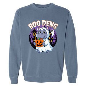 Moo Deng Baby Hippo Boo Deng Long For Halloween Garment-Dyed Sweatshirt