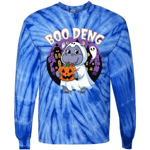 Moo Deng Baby Hippo Boo Deng Long For Halloween Tie-Dye Long Sleeve Shirt