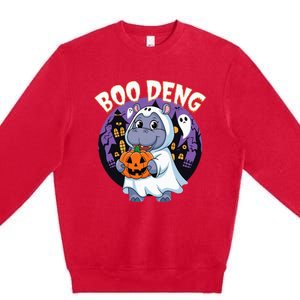 Moo Deng Baby Hippo Boo Deng Long For Halloween Premium Crewneck Sweatshirt