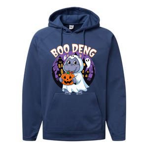 Moo Deng Baby Hippo Boo Deng Long For Halloween Performance Fleece Hoodie