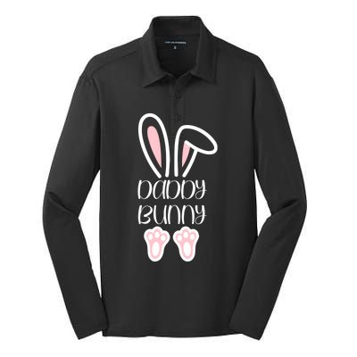 Mama Daddy Bunny Easter Day Dad Pregnant Mom Matching Couple Gift Silk Touch Performance Long Sleeve Polo