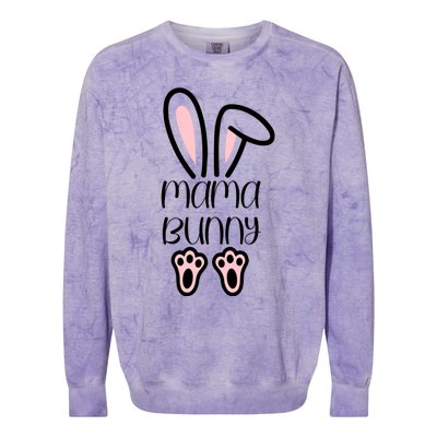 Mama Daddy Bunny Easter Day Dad Pregnant Mom Matching Couple Gift Colorblast Crewneck Sweatshirt