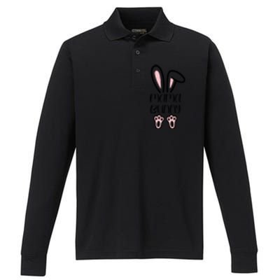 Mama Daddy Bunny Easter Day Dad Pregnant Mom Matching Couple Gift Performance Long Sleeve Polo