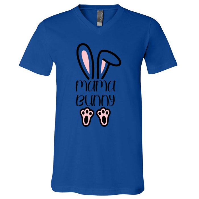 Mama Daddy Bunny Easter Day Dad Pregnant Mom Matching Couple Gift V-Neck T-Shirt