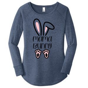 Mama Daddy Bunny Easter Day Dad Pregnant Mom Matching Couple Gift Women's Perfect Tri Tunic Long Sleeve Shirt