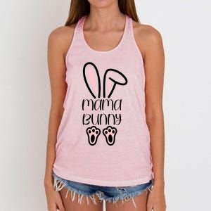 Mama Daddy Bunny Easter Day Dad Pregnant Mom Matching Couple Gift Women's Knotted Racerback Tank