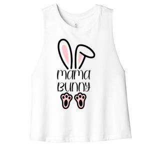 Mama Daddy Bunny Easter Day Dad Pregnant Mom Matching Couple Gift Women's Racerback Cropped Tank