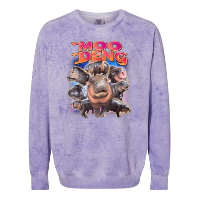 Moo Deng Baby Hippo Colorblast Crewneck Sweatshirt