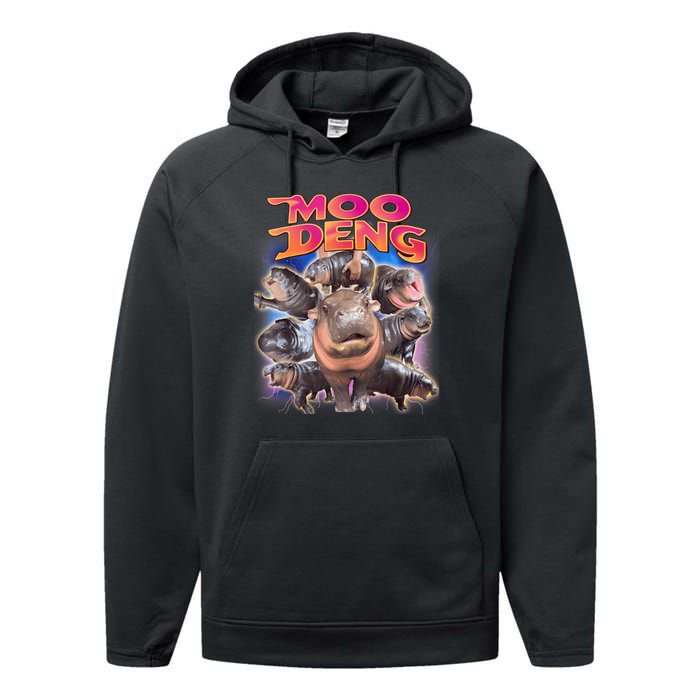 Moo Deng Baby Hippo Performance Fleece Hoodie