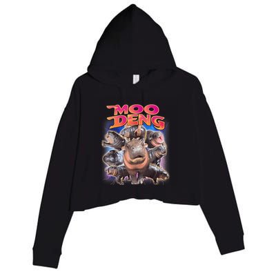 Moo Deng Baby Hippo Crop Fleece Hoodie