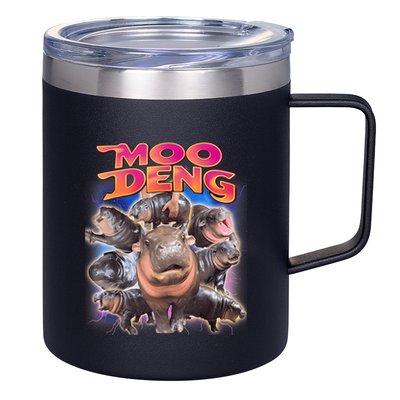 Moo Deng Baby Hippo 12oz Stainless Steel Coffee Mug
