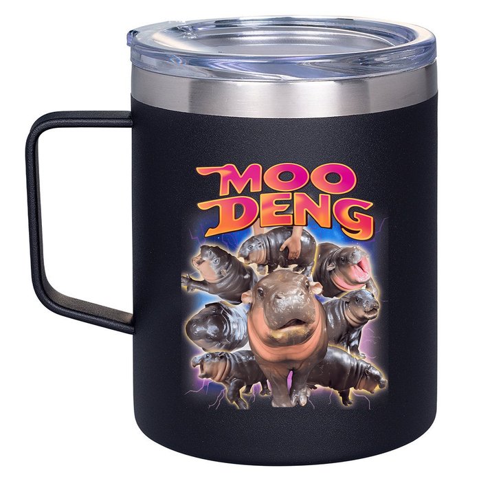 Moo Deng Baby Hippo 12oz Stainless Steel Coffee Mug