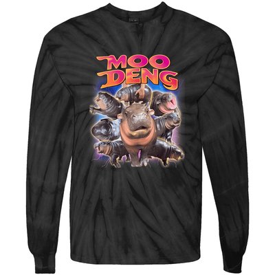 Moo Deng Baby Hippo Tie-Dye Long Sleeve Shirt