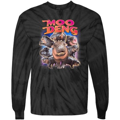 Moo Deng Baby Hippo Tie-Dye Long Sleeve Shirt