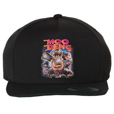 Moo Deng Baby Hippo Wool Snapback Cap
