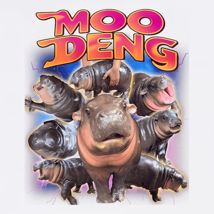 Moo Deng Baby Hippo Garment-Dyed Sweatshirt