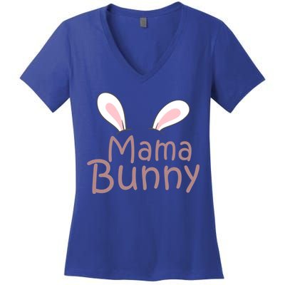 Mama Daddy Bunny Easter Day Dad Pregnant Mom Matching Couple Gift Women's V-Neck T-Shirt