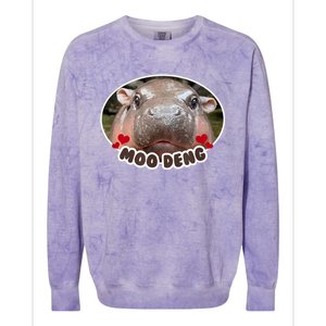 Moo Deng Bouncy Pig In Thai Picture The Cute Baby Hippo Colorblast Crewneck Sweatshirt