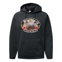 Moo Deng Bouncy Pig In Thai Picture The Cute Baby Hippo Performance Fleece Hoodie