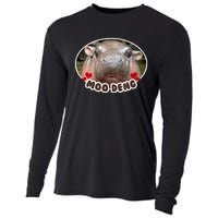 Moo Deng Bouncy Pig In Thai Picture The Cute Baby Hippo Cooling Performance Long Sleeve Crew