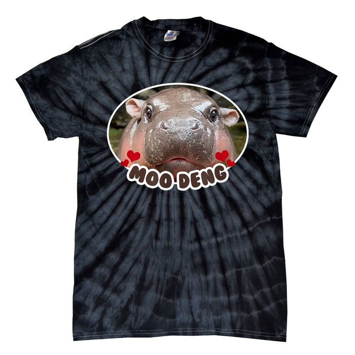 Moo Deng Bouncy Pig In Thai Picture The Cute Baby Hippo Tie-Dye T-Shirt